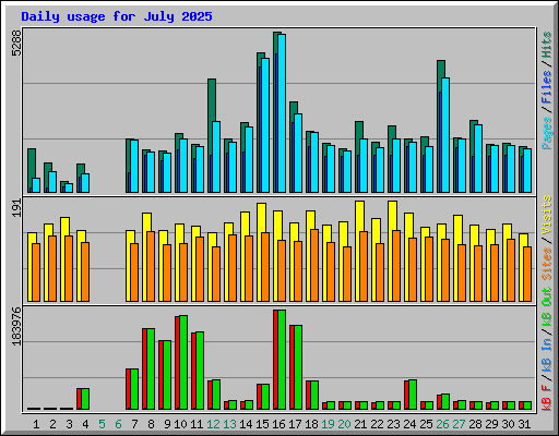 Daily usage for July 2025